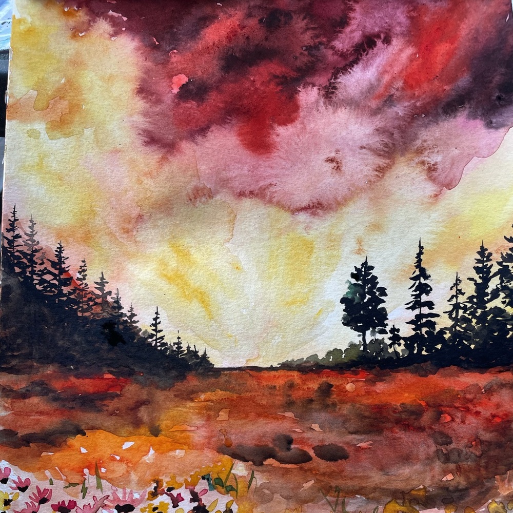 The sunset 🌅 watercolor painting